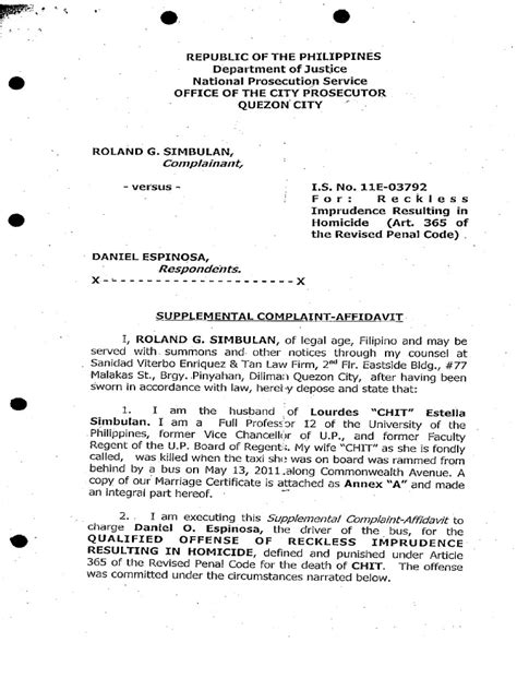 sample complaint affidavit for homicide|Complaint Affidavit Homicide .